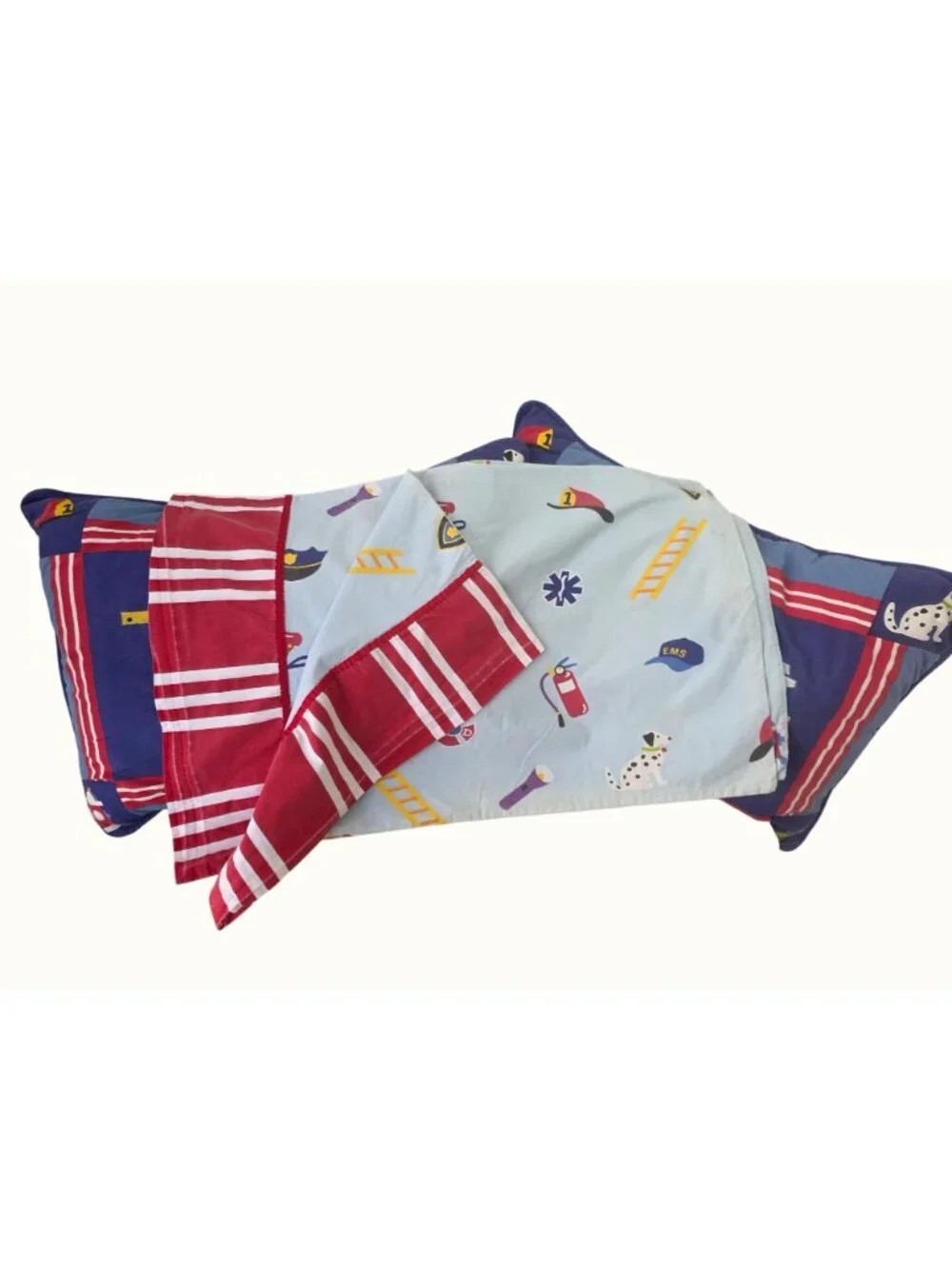 Fire Truck Dalmatian Kid Bedding Set 2 Shams + 2 Pillowcases Applique Cotton Y2K